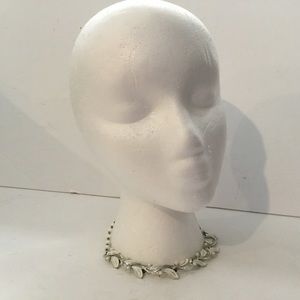 15” choker. Silver and white leaves. Vintage